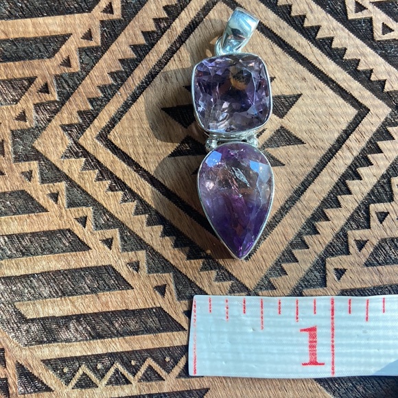 Ametrine & Amethyst 925 sterling silver pendant - Picture 10 of 10